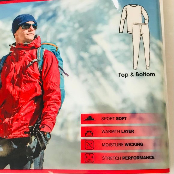 Navy Blue - Men Thermal 2 PCS Set Microfiber Fleece Crew Neck Top & Pants 2XL - Picture 3 of 7